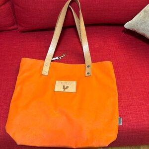 Meanwhile Back at the Farm Orange Waxed Canvas Classic Tote!